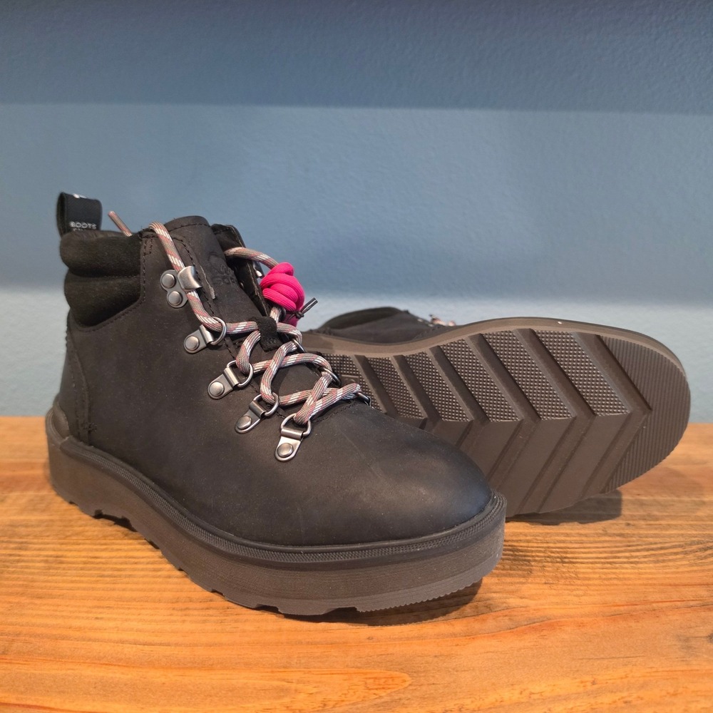 Sorel Womens High-Line Hiker‎ Boot Black Waterproof Leather Lace Up 6.5